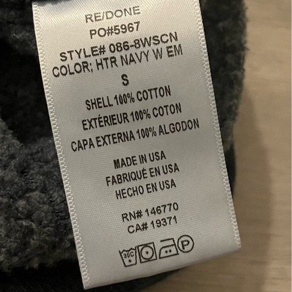 Re/Done Cropped “Shrunken”  Floral Embroidered Crewneck Sweatshirt - Picture 6 of 9